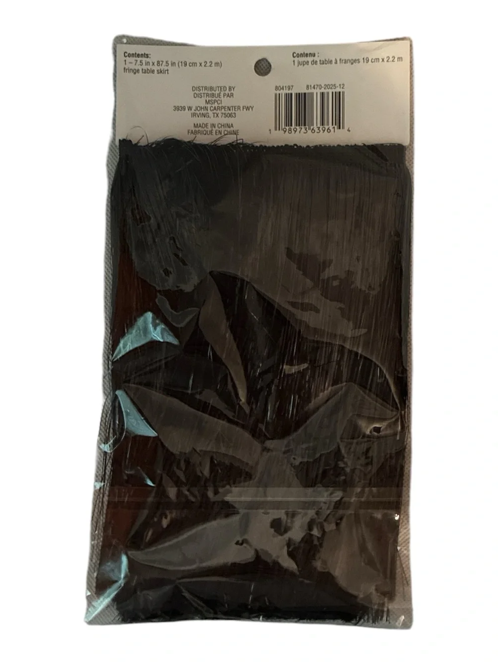 Celebrate It Black Fringed Plastic Table Skirt Graduation 7.5 in x 87.5 in